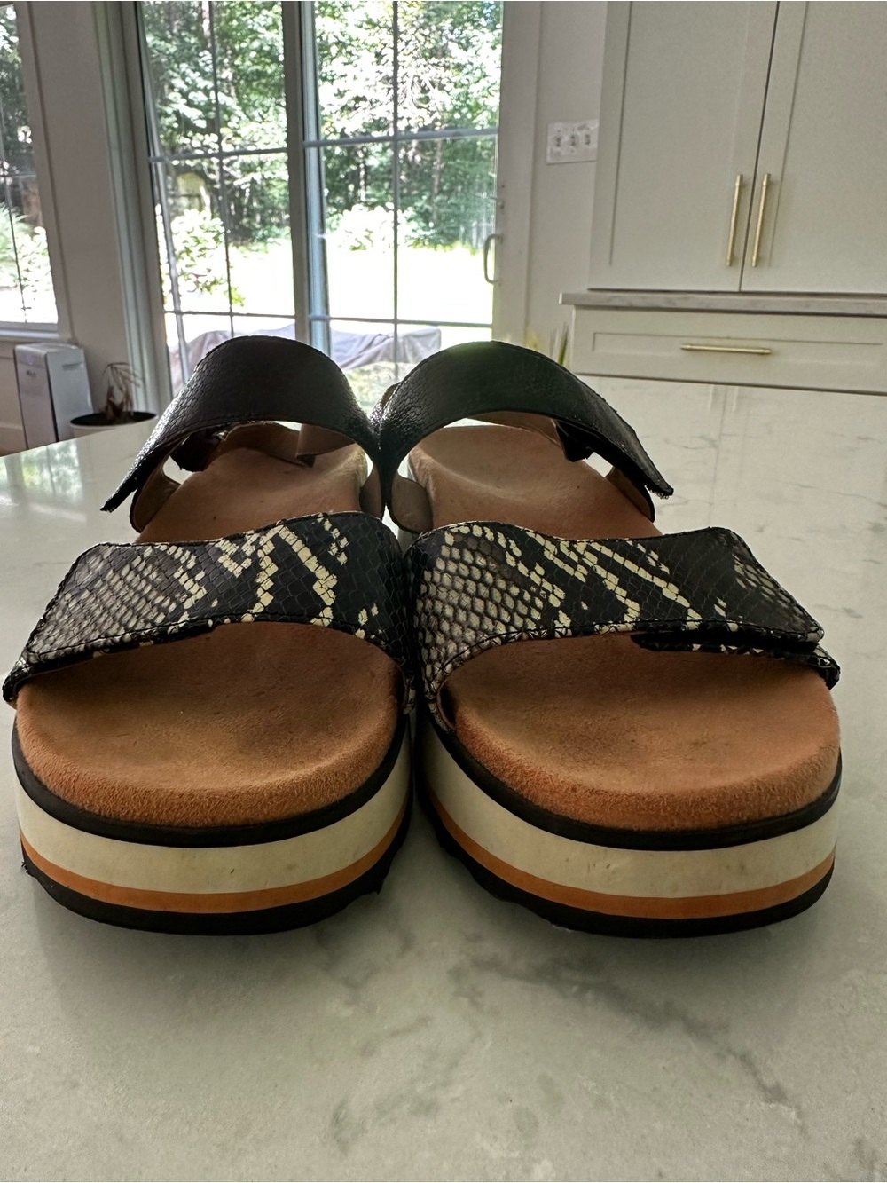 Vionic Black and Beige Snake-Print Platform Sandals - Picture 4 of 6